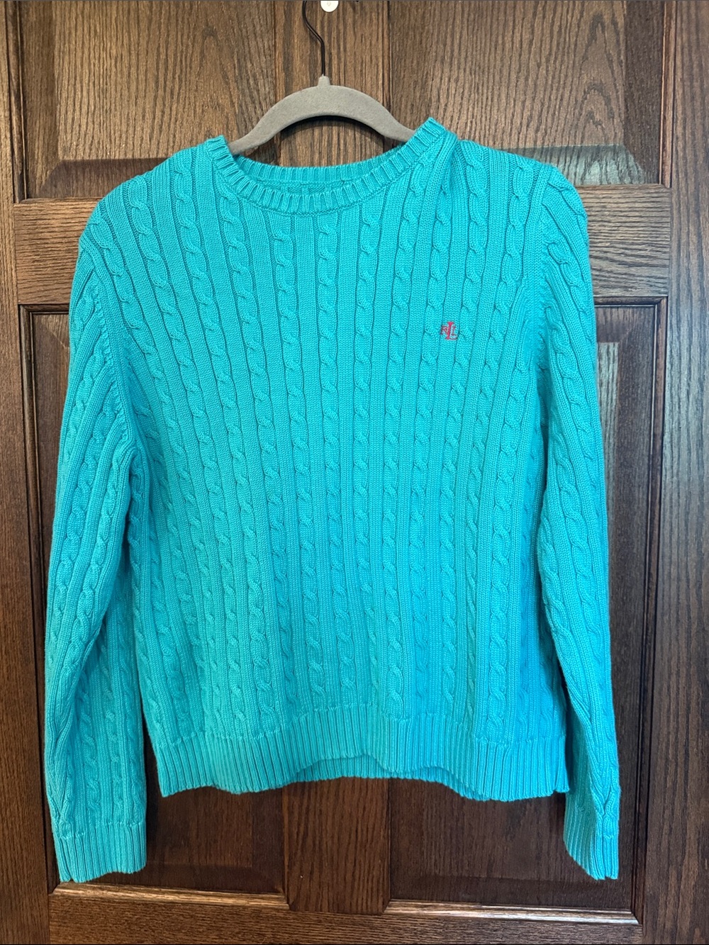 Lauren Ralph Lauren Cotton Crewneck Cable-Knit Sweater - Turquoise